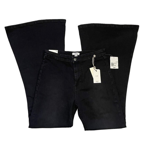 Forever 21 Black Denim High Rise Slim Fit Flare Jeans, size 30 - Picture 1 of 10
